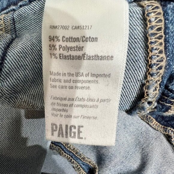 PAIGE Taylor Straight Lyla Jeans Womens Size 25 High Rise Raw Hem Color Block - Picture 12 of 12